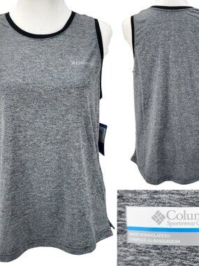 New Columbia Womens Large BlueVista Hill Tank Top Heather Grey Omni Wick Active